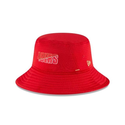 Red San Francisco 49ers Hat - New Era NFL Official Summer Sideline Stretch Bucket Hat USA8531627